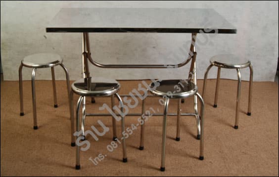 โต๊ะ และ เก้าอี้ สแตนเลส ภาพด้านหน้า