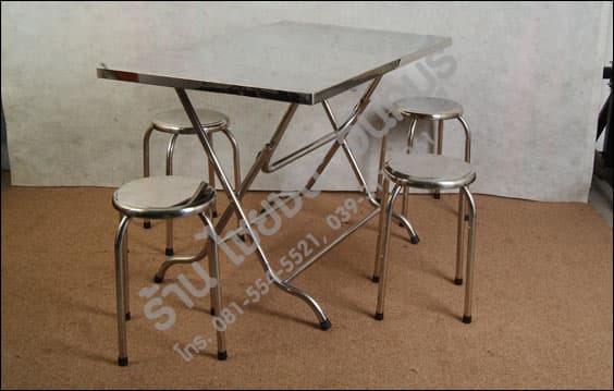 โต๊ะ และ เก้าอี้ สแตนเลส ภาพด้านข้าง